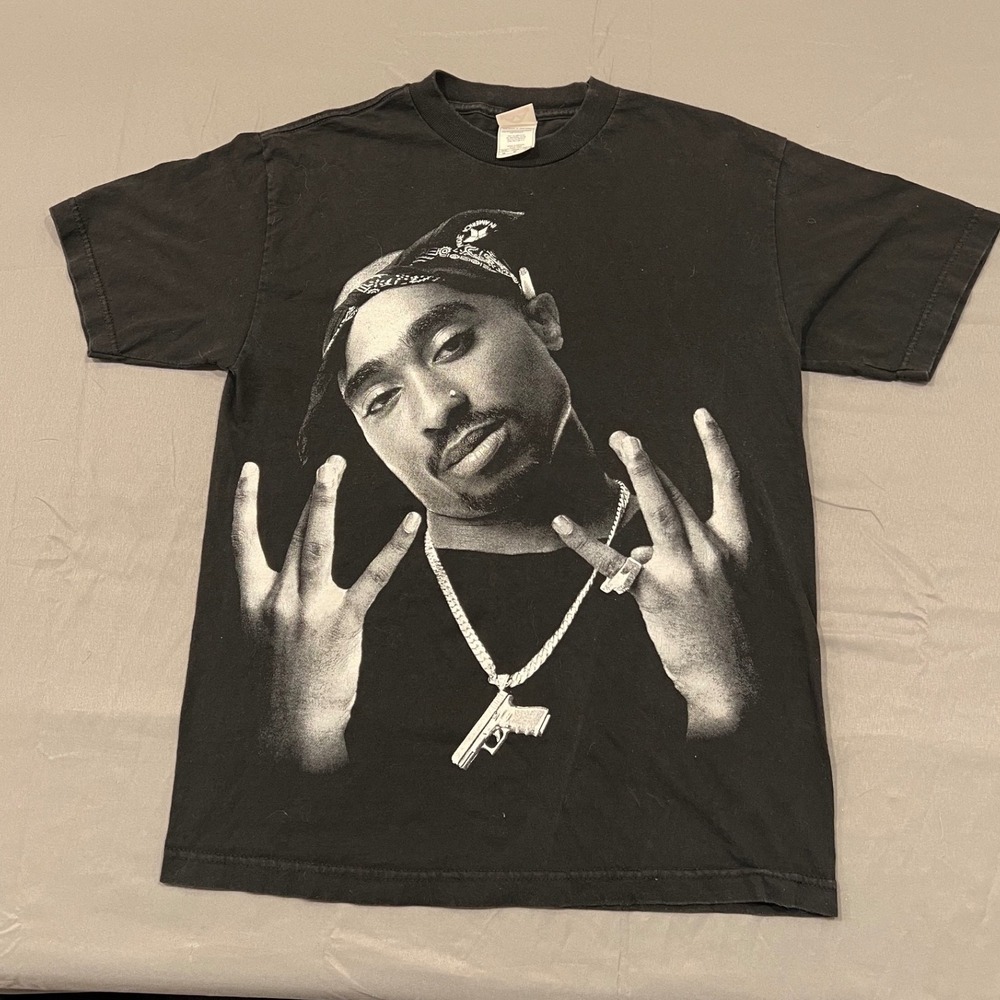 Tupac Shakur 2Pac Graphic Rap Tee Alstyle Black T-Shirt Mens Medium West Coast